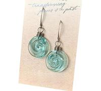 Glass Spiral Earrings, Handmade Drop Earrings/Necklace, Beach Jewelry Inspirational Gifts for Women, Mom, Sister (Earrings)
