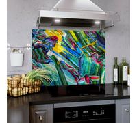 Glass Splashback Kitchen Tile Cooker Wall Panel ANY SIZE Abstract Paint Art