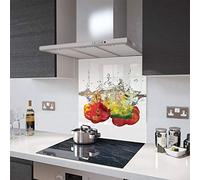 Glass Splashbacks Peppers in Water On White Glass & Accessories - Premier Range in 90cm Wide x 80cm High