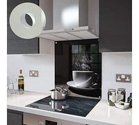 Glass Splashbacks White Coffee Cup Glass - Made by Premier Range in 90cm Wide x 70cm High with Fixing Holes