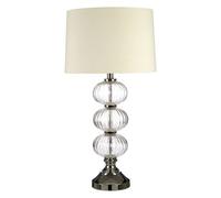 Glass Stacked 3 Orb with Linen Shade Table Lamp Transparent