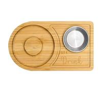 Glass Stirrup Station - Natural Wood Bar Rimmer, Cocktail Salt Edge Tray | Extra Wide Edge Tool with Deep Seasoning Slot Machines, Stirrup Tool