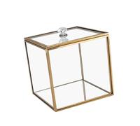 Glass Storage Container Gold Decorated Hygienic Cotton Case for Makeup Tool and Jewelry Display Cotton Swab Holder Glass Container