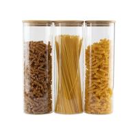 Glass Storage Container Spaghetti Pasta 2000 ML, Set of 3 Glass Jar with lids, Airtight food storage jar, Pantry Storage Container Cereal Flour Coffee, Glass Storage Jars, Glass Jars
