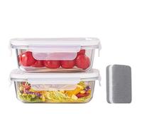 Glass Storage Containers With Lids, 2PCS 700ML Glass Food Containers With Lids,Airtight and Reusable for Soup, Lunch, Leftovers, Salad (Blue)