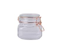 glass storage jar charm premier housewares clear gold metal lid jars container containers food airtight lids canister kitchen large set coffee sugar small white liquid rack table cupboard heavy