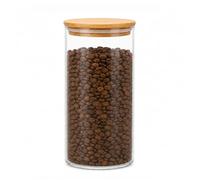 Glass Storage Jar with Bamboo Lid, 1200ml Clear Kitchen Canister for Coffee Beans, Tea, Sugar and Dry Food, Pantry and Countertop Storage