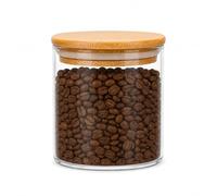 Glass Storage Jar with Bamboo Lid, 550ml Clear Kitchen Canister for Coffee Beans, Tea, Sugar and Dry Food, Pantry and Countertop Storage