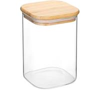Glass Storage Jar with Bamboo Lid - Airtight Transparent Food Container for Coffee, Tea, Sugar, Spices, Multi-Grain, Pasta, Snacks, Nuts, Flour, Rice & Dry Goods (1100ml)