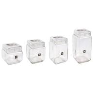 Glass Storage Jar with Lid - Transparent and Resistant Glass | Glass Kitchen Storage Jars - Cube Design, Modern and Practical | Food Container (2200 ml)