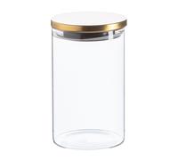 Argon Tableware Scandi Storage Jars with Metallic Silver Lids - 1000ml - 3 Pack - Modern Round Organisation Container Glass Jar for Kitchens, Pantry, Bathrooms, Utility Rooms