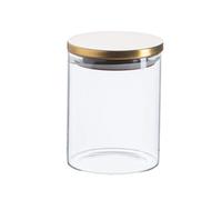 Argon Tableware Scandi Storage Jars with Metallic Gold Lids - 750ml - 6 Pack - Modern Round Organisation Container Glass Jar for Kitchens, Pantry, Bathrooms, Utility Rooms
