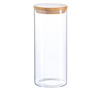 Argon Tableware Clear Glass Scandi Storage Jar with Wooden Lids 1.5L 6 Pack