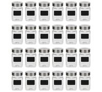 Glass Storage Jars 300ml Transparent Glass Silver Lid 12 Pack with Labels x12pcs