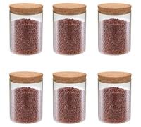 Glass Storage Jars 650ml Transparent Glass with Natural Cork Lids Pantry x6 Set