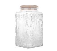 Glass Storage Jars With Airtight Lid, 35oz Canister For Kitchen Counter with Bamboo Lid, brown sugar, candy, coffee, cookie, salt, tea,pantry cute Jar (Large Square Sunflower)