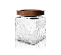 Glass Storage Jars with Airtight Lid - 500 ML Small Square Vintage Kitchen Canister, Decorative Wide Mouth Container for Biscuit, Cookie, Tea Bag, Coffee Ground, Sugar, Sweet, Salt, Nuts, Sunflower