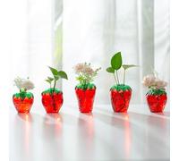 Glass Strawberry Propagation Vase Decor: Glasseam Cute Mini vases Propagation Stations for Home - Unique 5Pcs Flower vase Set Terrarium Jar Gifts for Women Friends Mom Birthday Housewarming Holidays