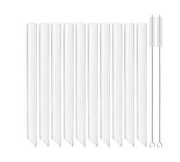 Glass Straws 8/12/14mm Glass Straw 10/20Pcs Reusable Drinking Straws Set Bubble Tea Smoothies Bar Accessories for Drinking(10Pcs 14mm Straight)