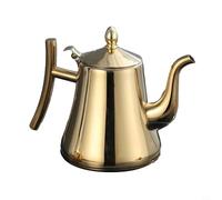 Glass Style Stainless Steel Tea Pot with Built-in Strainer - Tea Brewer for Open Flame and Induction 1.5L Gold(1.5L Gold)