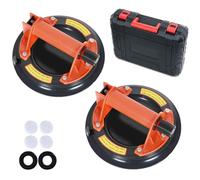 Glass Suction Cups to Lift Large Glass/Granite/Tile/Window 8.2 Inches, 468 Pounds Load Capacity, Vacuum Suction Cup Industrial Grade Heavy Duty Lifter for Moving Object, Orange, Carrying Case, 2 Pack