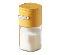 Glass Sugar Dispenser with 0.5g Portion Press - Accurate Dosing Jar for Coffee & Tea - Airtight Spice Shaker(Yellow)
