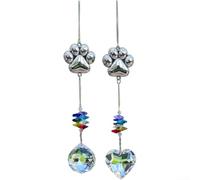 Glass Sun Catchers 2 PCS for Pet Memorial Purposes Featuring Paw Print Design, Creating Shimmering Reflections and Serving as a Lasting Memory of Your Pet (1)