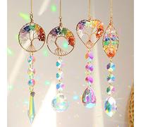 Glass Suncatcher, 4 Pieces Moon Leaves Crystal Suncatcher Hanging Ornament, Sun Catcher for Windows Gardens, Wind Chimes, Glass Dream Catcher for Hanging at Home, Garden, Office