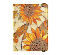 Glass Sunflower Pattern Yellow Leather Passport Holder Cover Wallet Passport Case Document Organizer Holder Accessories Lightweight, glass sunflower pattern yellow, One Size