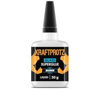Glass Superglue Liquid - KRAFTPROTZ 50 g XXL - ultra-thin capillary formula for fine cracks - crystal clear, waterproof & heat-resistant - fast-drying adhesive for glass & acrylic - by ARKA