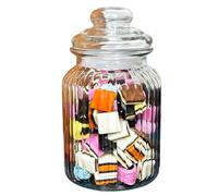 Glass Sweets Jar 750ml Ribbed Airtight Lid Traditional Kitchen Storage Container