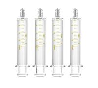 Glass Syringe - 10 mL Capacity, 2 Pack Metal Luer Lock with No Needle(20ml - 4 pcs)