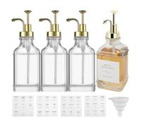 Glass Syrup Dispenser, Clear Glass Syrup Container, Clear Bottle with Labels for Sauce Ketchup Hand Soap Kitchen Restaurant Bar Club Dessert Chefs Beverage Enthusiasts Party Hosts