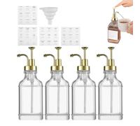 Glass Syrup Dispenser, Coffee Shop Syrup Dispenser, Clear Bottle with Labels for Sauce Ketchup Hand Soap Kitchen Restaurant Bar Club Dessert Chefs Beverage Enthusiasts Party Hosts