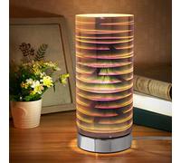 Glass Table Lamp 3D Effect Spirals On Off Switch Chrome Base CL003