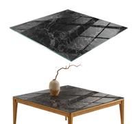 Glass Table Top Protector 4mm Thick Toughened Marble Veins Style Square 60cm