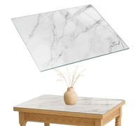 Glass Table Top Protector with Stylish Design Marble Design On Surface 80x60 cm