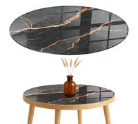 Glass Table Top Protector with Stylish Design Marble Veins In Design Round 90cm