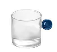 # Glass Tea Cup Mini Pitcher Milk Creamer Coffee Jar Glass Heatable Pot Saucepan Server Dipping Bowls with Handle (Blue, One Size)