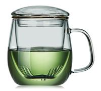 Glass Tea Cup with Infuser and Lid, 17.6oz/520ml Large Borosilicate Teacup, Clear Mug for Loose Leaf Tea, Blooming Tea, Tea Bags - Perfect Christmas or Birthday Gift for Men