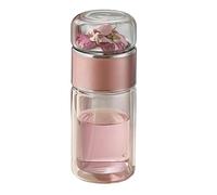 Glass Tea Infuser Bottle - Double Wall Travel Mug | Tumbler for Loose Leàf Tea | 420ml Water Separation, Insulated for Hot or Cold Brew, Stainless Steel Strainer Perfect for Loose Leàf