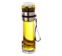 Glass Tea Infuser Bottle - Leak-Proof Tea Mug with Removable Strainer for Loose Teaa | Transparent Insulated Bottle, Water Separation Travel Cup, Refillable Glass Teea Tumbler for Work, Outdoor