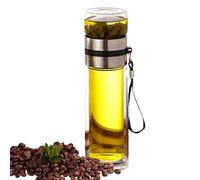Glass Tea Infuser Bottle - Leak-Proof Tea Mug with Removable Strainer for Loose Teaa | Transparent Insulated Bottle, Water Separation Travel Cup, Refillable Glass Teea Tumbler for Work, Outdoor