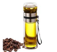 Glass Tea Infuser Bottle - Leak-Proof Tea Mug with Removable Strainer for Loose Teaa | Transparent Insulated Bottle, Water Separation Travel Cup, Refillable Glass Teea Tumbler for Work, Outdoor