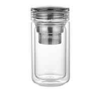Glass Tea Infuser, Double Wall Transparent Mug, Leakproof Coffee Cup, Insulated Heat-Resistant Design, Stainless Steel Filter for Travel Offices Home Use