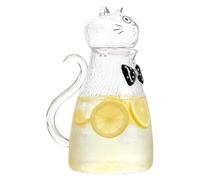 Glass Tea Pitcher - Cute Cat Clear 1800ml Large Capacity Beverage Jug, Heat Resistant Drink Serving Container, Transparent Water Juice Milk Pitcher | Elegant Tabletop Drinkware Server for Coffee Milk