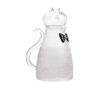 Glass Tea Pitcher, Cute Cat Transparent Large Capacity Design, 1800Ml, Ice Tea Pitcher, Coffee Milk Juice Drink Server, Heat Resistant Borosilicate Glass,