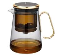 Glass Tea Pot - Teapot with Strainer | Multifunctional Glass Tea Kettle | Magnetic Elegant teapot Set with Wooden Handle | Transparent Heat Resistant Floral Transparent Pot for Blooming and Loose