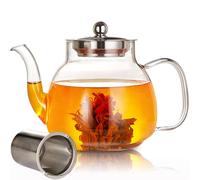Glass Teapot 1100ml/37oz,BOWD Tea Kettle with Removable Infuser,Heat-Resistant Borosilicate Glass,Perfect for Loose Leaf Tea,Stovetop and Microwave Safe Tea Pot
