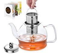 Glass Teapot 1500ml, STNTUS Glass Teapots with Infuser and Lid, Large Tea Pot Infusers for Loose Tea, Stovetop Tea Pots for 6-7 Cups, Tea Kettle